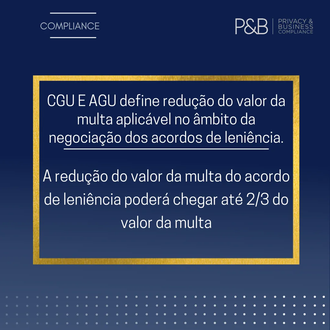 CGU E AGU definem redução do valor da multa aplicável no âmbito da negociação dos acordos de leniência.